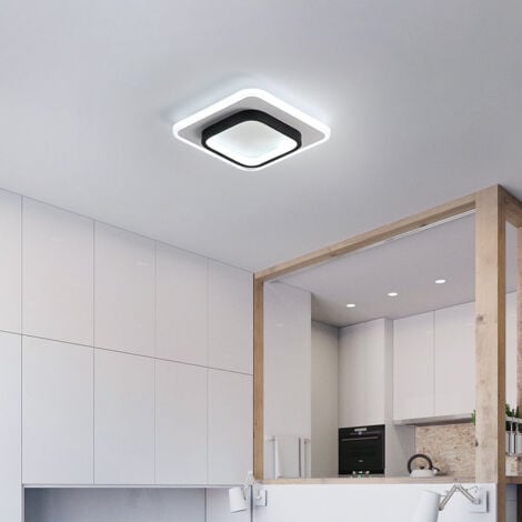 GOECO Modern LED Ceiling Light, Square Mode Acrylic Ceiling Lamp 24W, Diameter 24cm, Lighting for Hallway Balcony Staircase, Cold White 6000K Black