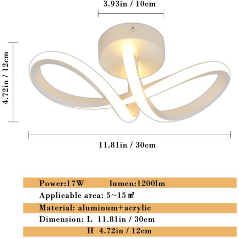 GOECO Modern LED Ceiling Light, Curved Ceiling Light Fixture 20W 2500Lm, Ceiling Lamp for Living Room Bedroom Kitchen Warm White 3000K