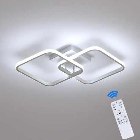 GOECO LED Ceiling Led Dimmable Modern Circle Carré Ceiling Lamp 3000k-6000k For Salon Bedroom Dining Room White Bureau