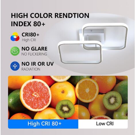 GOECO LED Ceiling Led Dimmable Modern Circle Carré Ceiling Lamp 3000k-6000k For Salon Bedroom Dining Room White Bureau