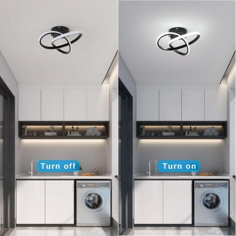 GOECO Modern Design 30W 6000K Cool White LED Ceiling Light Fixture Diameter 30cm for Living Room Bedroom Dining Room Office Black