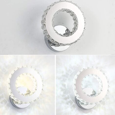GOECO LED Wall Lamp, Crystal Wall Lights, K9 Crystal 16W LED Wall Sconce for Living Room Bedroom,Cold White Light