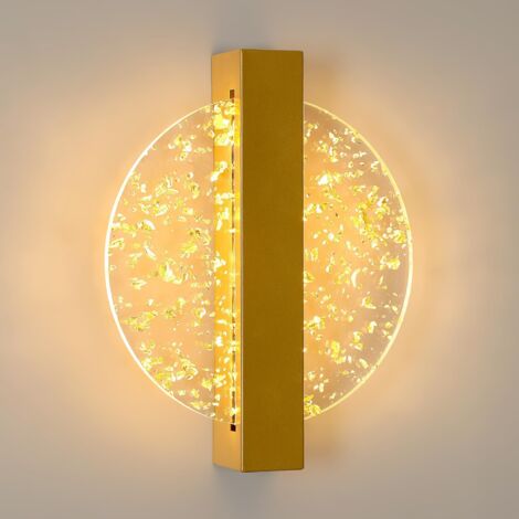 GOECO LED Wall Sconce, 12W 1500LM Modern Indoor Aluminum Wall Lamp, Gold Acrylic Round Indoor Wall Sconce for Living Room, Bedroom, Staircase, Hallway, Warm White 3000K