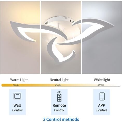 GOECO  Ceiling Led Dimmable Creative Flower Flower Dimmable Ceiling Lamp 3000k-6000k 35W For Salon Bedroom Dining Room White Bureau