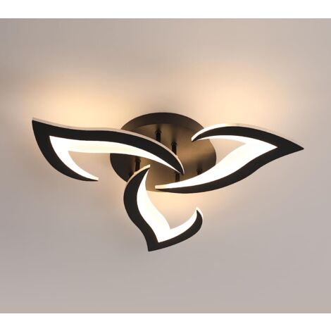 GOECO LED ceiling light, 36W 3060LM Modern ceiling light, acrylic LED ceiling lamp 3 lights for living room kitchen bedroom dia 58cm (black) warm white 3000k light