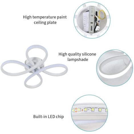 GOECO LED Ceiling Led Modern Design 28W Creative flower shape Ceiling lamp for living room bedroom dining room white office, cold white light 6000k