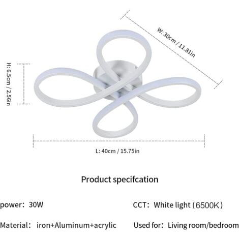 GOECO LED Ceiling Led Modern Design 28W Creative flower shape Ceiling lamp for living room bedroom dining room white office, cold white light 6000k