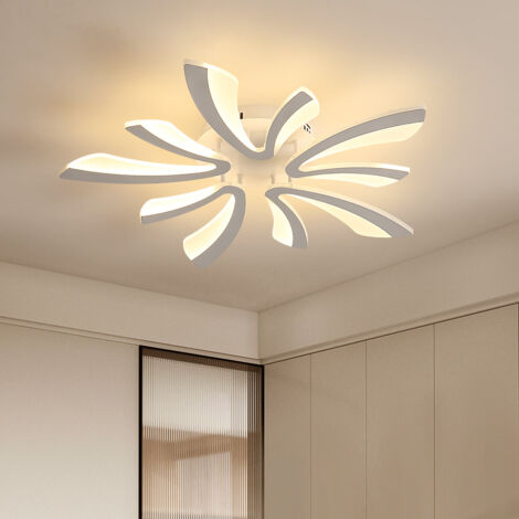 GOECO LED ceiling light, modern creative ceiling lamp, 48W white acrylic ceiling light for office, bedroom, living room, dining room, hall, warm white light 3000k