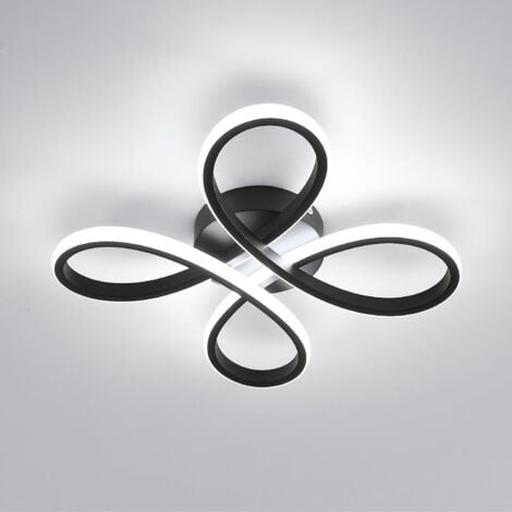GOECO LED Ceiling Led Modern Design 28W Creative flower shape Ceiling lamp for living room bedroom dining room black office, cold white 6000k