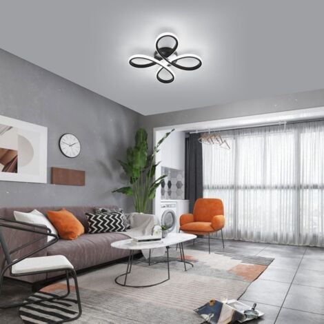 GOECO LED Ceiling Led Modern Design 28W Creative flower shape Ceiling lamp for living room bedroom dining room black office, cold white 6000k
