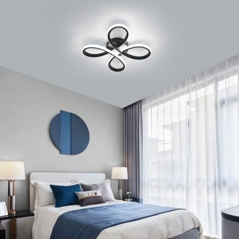 GOECO LED Ceiling Led Modern Design 28W Creative flower shape Ceiling lamp for living room bedroom dining room black office, cold white 6000k