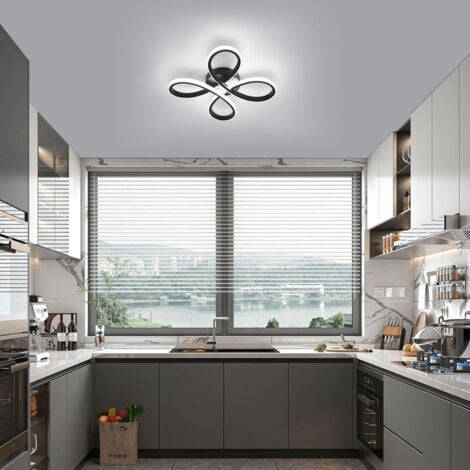 GOECO LED Ceiling Led Modern Design 28W Creative flower shape Ceiling lamp for living room bedroom dining room black office, cold white 6000k