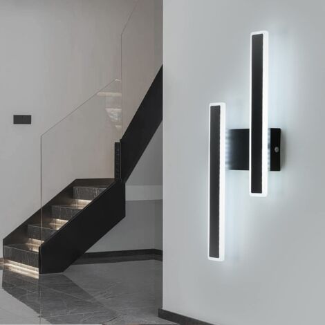 GOECO Indoor LED Wall Lights 32W Modern Wall Sconce Warm/Natural/White Light 3 Levels of Brightness Black Wall Lamp for Bedroom Living Room Hallway Stairs