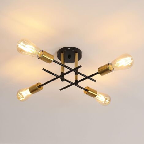 GOECO Industrial Ceiling Light, Vintage E27 Metal Ceiling Light Fixture, 4-Light Modern Sputnik Chandelier for Living Room, Bedroom, Kitchen, Dining Room, Bar (Bulb not Included)