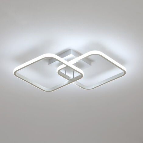 GOECO Modern Square Ceiling Light, LED Chandeliers, 42W Acrylic Ceiling Lamp for Kitchen Dining Room Living Room Studio Office, 6500K Diameter 59CM (White)