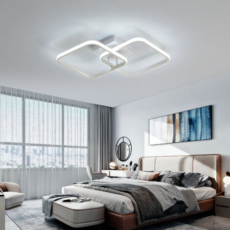 GOECO Modern Square Ceiling Light, LED Chandeliers, 42W Acrylic Ceiling Lamp for Kitchen Dining Room Living Room Studio Office, 6500K Diameter 59CM (White)