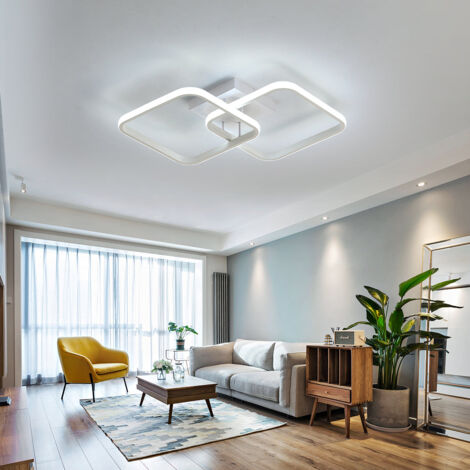GOECO Modern Square Ceiling Light, LED Chandeliers, 42W Acrylic Ceiling Lamp for Kitchen Dining Room Living Room Studio Office, 6500K Diameter 59CM (White)