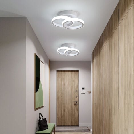 GOECO Modern LED Ceiling Light, 22W Creative 2 Rings Design Aisle Ceiling Lamp, Cool White 6000K Ceiling Chandelier for Hallway Balcony Aisle Corridor Coakroom Living Room Bedroom