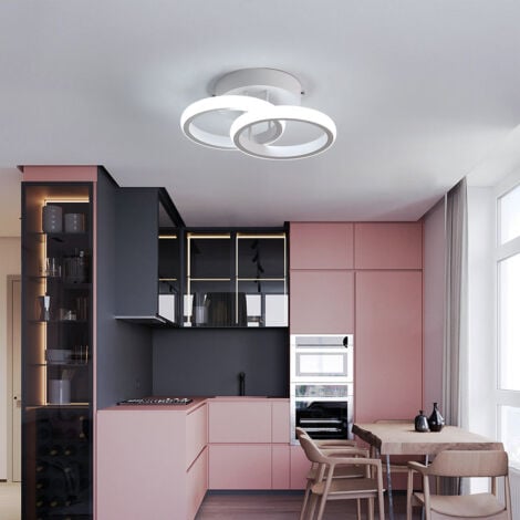 GOECO Modern LED Ceiling Light, 22W Creative 2 Rings Design Aisle Ceiling Lamp, Cool White 6000K Ceiling Chandelier for Hallway Balcony Aisle Corridor Coakroom Living Room Bedroom