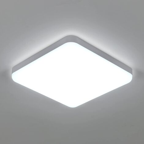 GOECO Square LED Ceiling Light 32W, IP54 Waterproof Ceiling Light Fixture, 3600LM 6500K Cool White Ceiling Light for Bathroom Kitchen Hallway Balcony 25cm