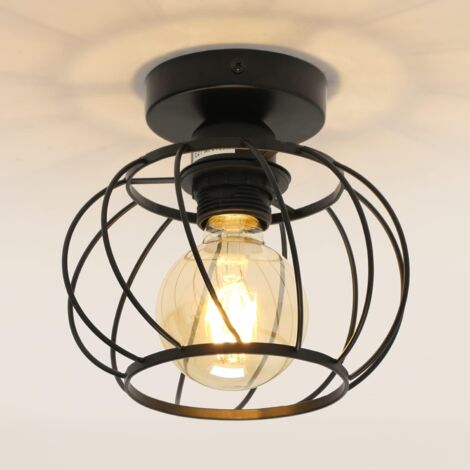 GOECO  Industrial and vintage ceiling light E27 Base Cage Ceiling Lamp For Kitchen Dining Room Curridor Balcony Entrance (Bulb not included)