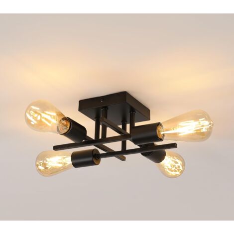 QAREHL Industriële hanglamp, 6 lampen, gouden kroonluchter, E27, hanglamp, woonkamer, keuken, eetkamer, slaapkamer