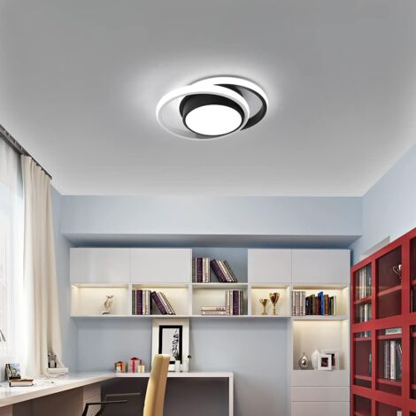 GOECO Modern LED Ceiling Lighting, 6500K Cool White Light LED Ceiling Lamp, 32W 2350LM Black Round Design Chandelier Ceiling Lights for Bedroom, Living Room, Corridor, Hallway, Aisle, Porch, Entrance