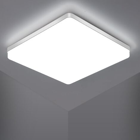 GOECO Square LED ceiling light, LED ceiling lamp, IP44 LED ceiling light, ceiling light applicable to bathroom, living room, kitchen, bedroom, corridor, balcony 48w 6500k （30x30cm）