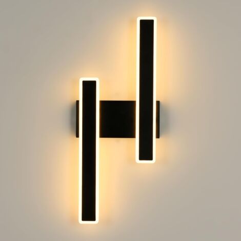 GOECO Modern LED Wall Light Line Shape Wall Lamp Warm White 3000K for Bedroom, Living Room, Hallway, Entryway Black