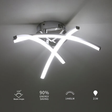 GOECO LED Ceiling Light, 21W LED Fork-Shaped Surface Ceiling Lamps for Living Room Bedroom Stair Ceiling Lights, 220V, Cold White Light