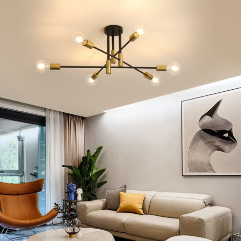 GOECO Retro black ceiling light E27, industrial ceiling lamps, 180 ° adjustable angle ceiling lights for bedroom lamp, diameter 83 cm