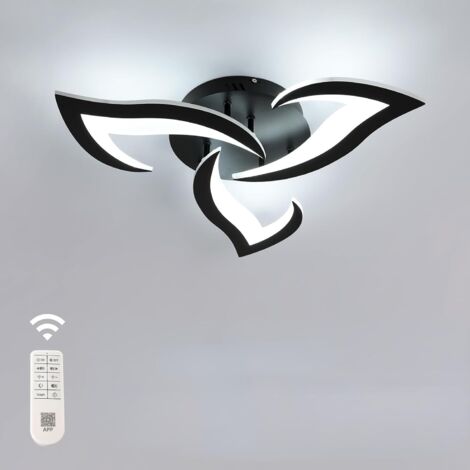 GOECO  LED Ceiling Light, 36W 3060LM Modern Ceiling Light, Acrylic LED Ceiling Lamp with 3 Lights for Living Room, Bedroom, Kitchen, Dia 58cm (Black) Dimmable 3000K-6500K