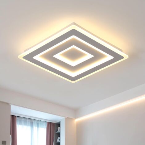 GOECO Modern Square LED Ceiling Light, 52W, 3000K Warm White, White Acrylic Shade, 40x40cm, for Bedroom, Living Room, Hallway (1/5)
