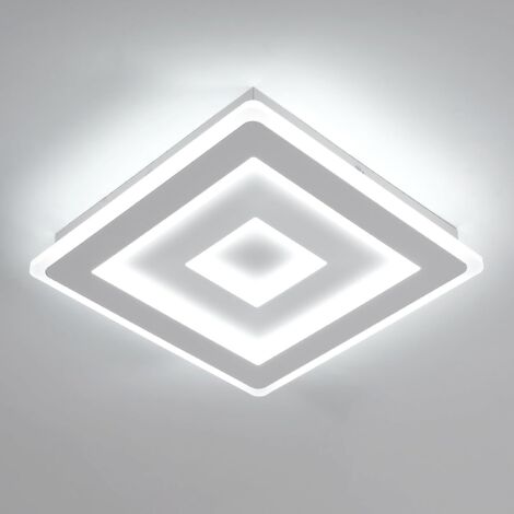 GOECO Modern Square LED Ceiling Light, 36W 28cm LED Ceiling Lamp, White Indoor Ceiling Light Fixture for Bedroom, Living Room, Hallway, Cool White Light 6500K