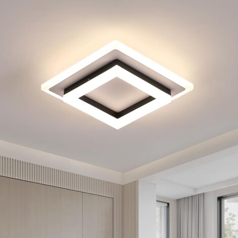 Goeco Modern LED Ceiling Light 24W 2700LM 20cm, Black Square Flush Mount 4500K Neutral White, for Bedroom Living Room Hallway Kitchen Bathroom