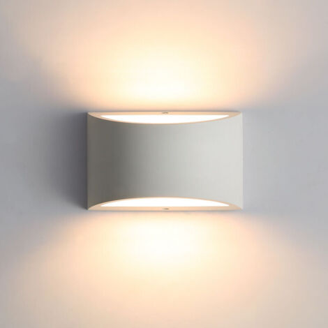 Goeco Set of 2 White Plaster Geometric Wall Lights, G9 Lampholder 7W Warm White, Modern Designer Sconce 20cm for Living Room Bedroom Hallway