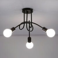 GOECO Modern Ceiling Light, E27 Vintage Iron Ceiling Lamps, 3-Light Chandelier for Living Room Kitchen Restaurant, Diameter 55cm (Bulb is not included)