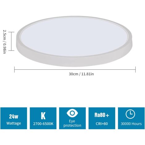 GOECO RGB Plafon Led Techo Regulable 24W con Mando a Distáncia 30CM, Panel colores 2700K-6500K, Luz para Cocina Dormitorio Salon Habitacion Infantil Baño Modern Redondo
