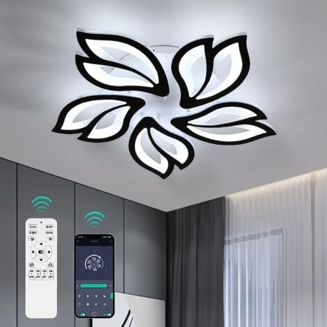 GOECO Plafón LED Regulable Moderno Creativa forma floral Lámpara Techo LED Regulable 3000K-6000K Para salón dormitorio comedor despacho Negro