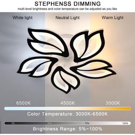 GOECO Plafón LED Regulable Moderno Creativa forma floral Lámpara Techo LED Regulable 3000K-6000K Para salón dormitorio comedor despacho Negro