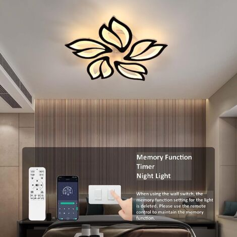GOECO Plafón LED Regulable Moderno Creativa forma floral Lámpara Techo LED Regulable 3000K-6000K Para salón dormitorio comedor despacho Negro