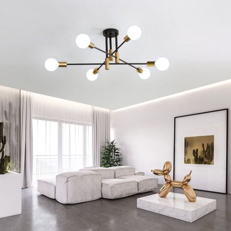 GOECO lámparas de techo retro negras E27, Lámparas de techo industriales, luces de techo de ángulo ajustable de 180° para lámpara de sala de estar del dormitorio (Diámetro 72cm)