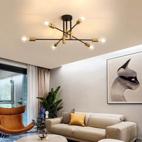 GOECO lámparas de techo retro negras E27, Lámparas de techo industriales, luces de techo de ángulo ajustable de 180° para lámpara de sala de estar del dormitorio (Diámetro 72cm)