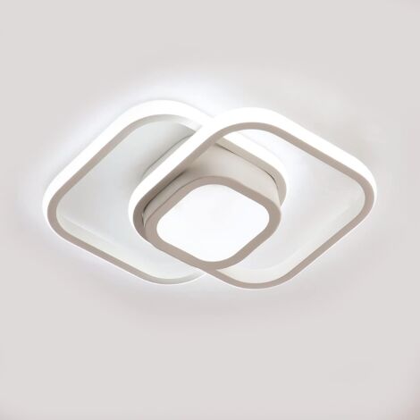 GOECO Lámparas de techo LED, 32W Plafon Led techo moderna, Lámparas de techo para Dormitorio Corridoer Balcón, 32cm Marco Blanco 6000K