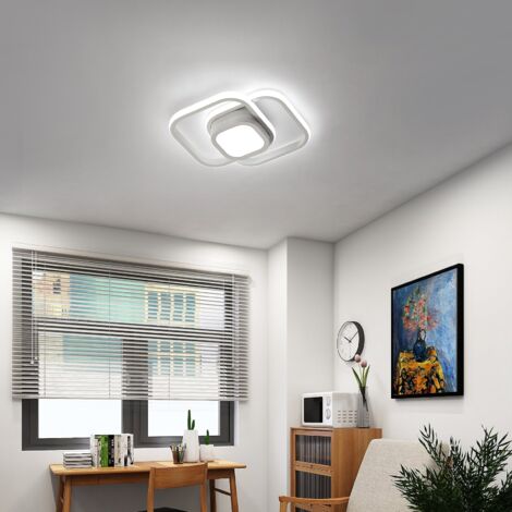 GOECO Lámparas de techo LED, 32W Plafon Led techo moderna, Lámparas de techo para Dormitorio Corridoer Balcón, 32cm Marco Blanco 6000K