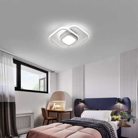 GOECO Lámparas de techo LED, 32W Plafon Led techo moderna, Lámparas de techo para Dormitorio Corridoer Balcón, 32cm Marco Blanco 6000K