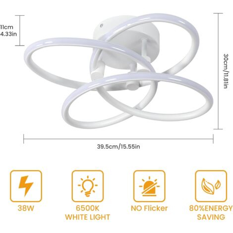 GOECO Lámpara de techo LED para dormitorio, lámpara de techo acrílica con diseño floral creativo moderno, luz blanca cálida 3000K 38W 4500LM, luz de techo LED moderna