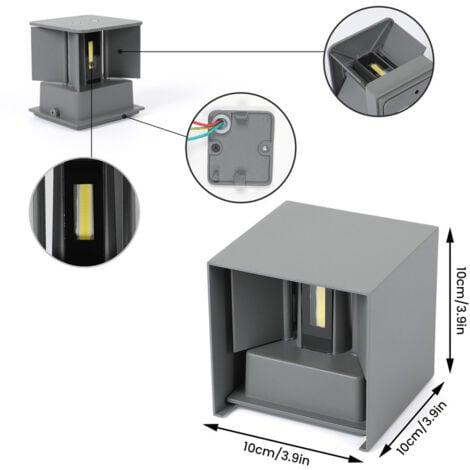 Aplique de pared impermeable GOECO, color arena, 10 cm, 6 W, luz blanca 6000 K, ideal para exteriores con ajuste de ángulo.