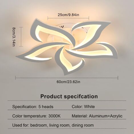 GOECO LED Deckenleuchte Modernes Design Warmweiß 3000K Kreative Blumenform Deckenlampe Für Wohnzimmer Schlafzimmer Esszimmer Büro Weiß