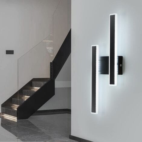 GOECO LED Wandleuchte Innen, 44CM Dimmbare 32W LED Nachttischlampe Dreifarbig Wandleuchte Innen Schwarz 3000-6000K für Schlafzimmer Wohnzimmer Badezimmer Treppe Flur
